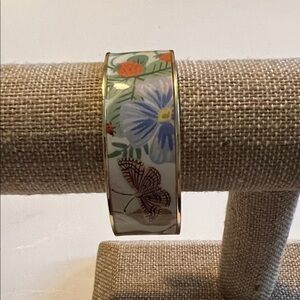 Floral Enamel Bracelet with Gold Accents